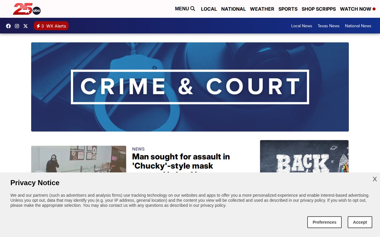 Coryell County crime-news source, KXXV Crime and Court page